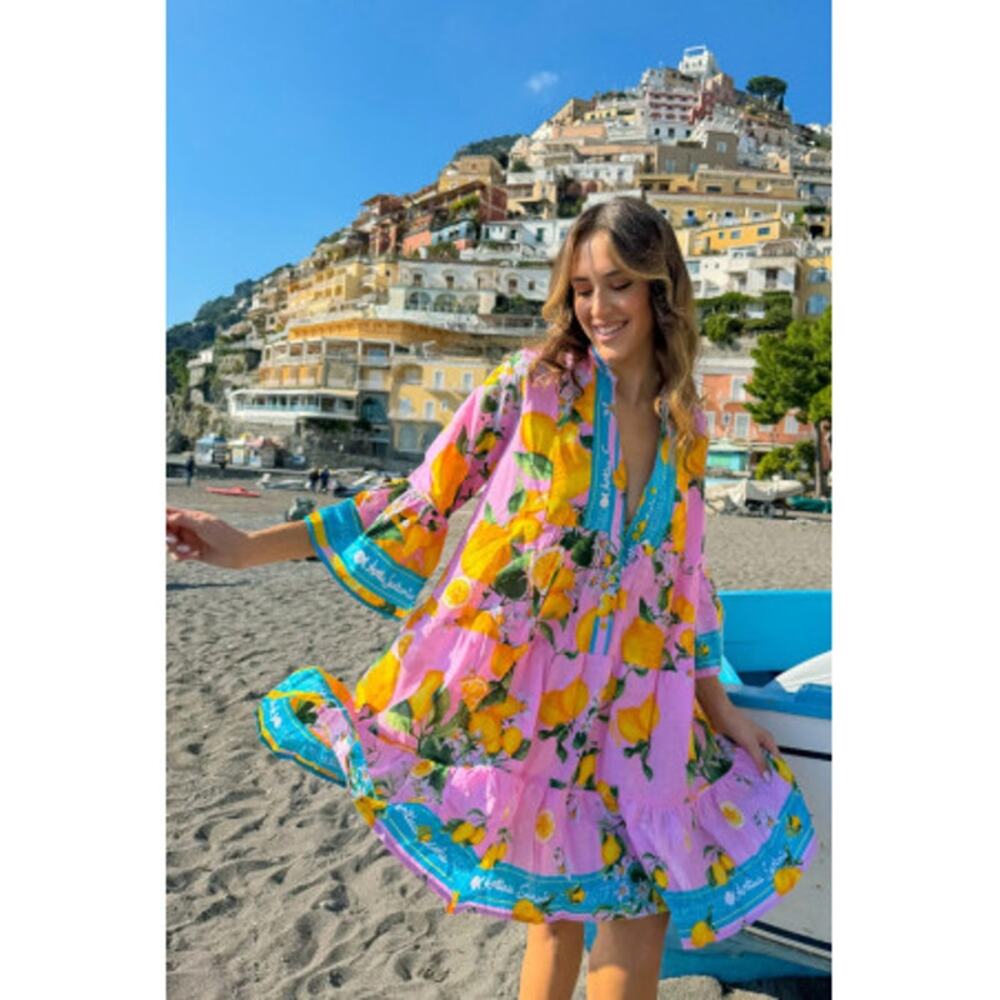 Antica Sartoria by Giacomo Cinque Limoncello 57 Tiered Mini Dress Pink OS NWT